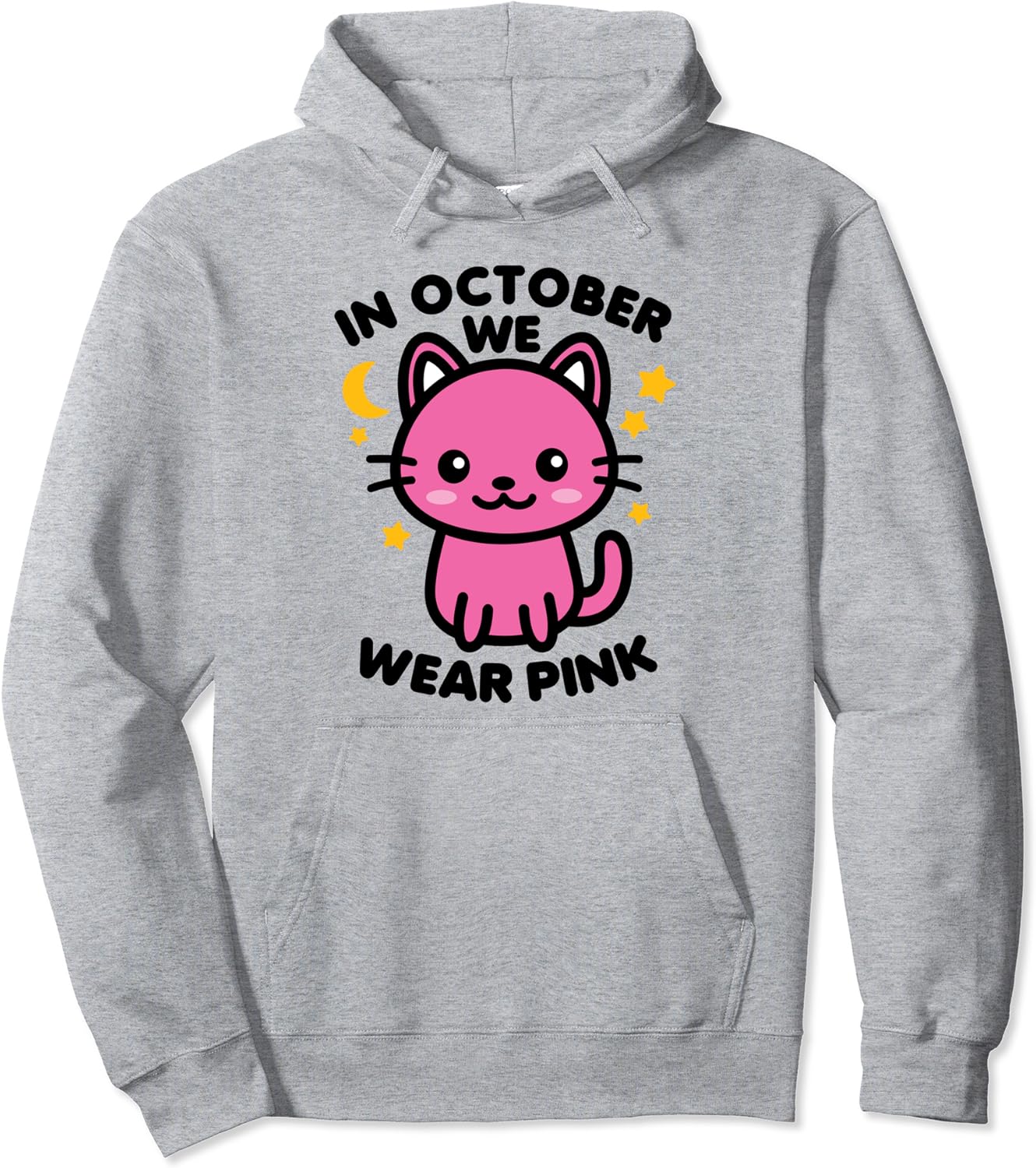 In October We Wear Pink Cute Kawaii Cat Pullover Hoodie